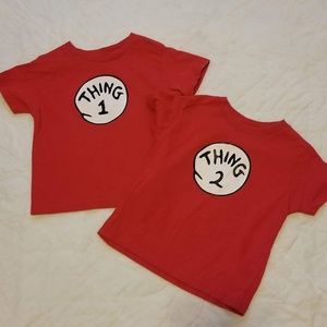 Dr Seuss Thing 1 and Thing 2 tee shirt set